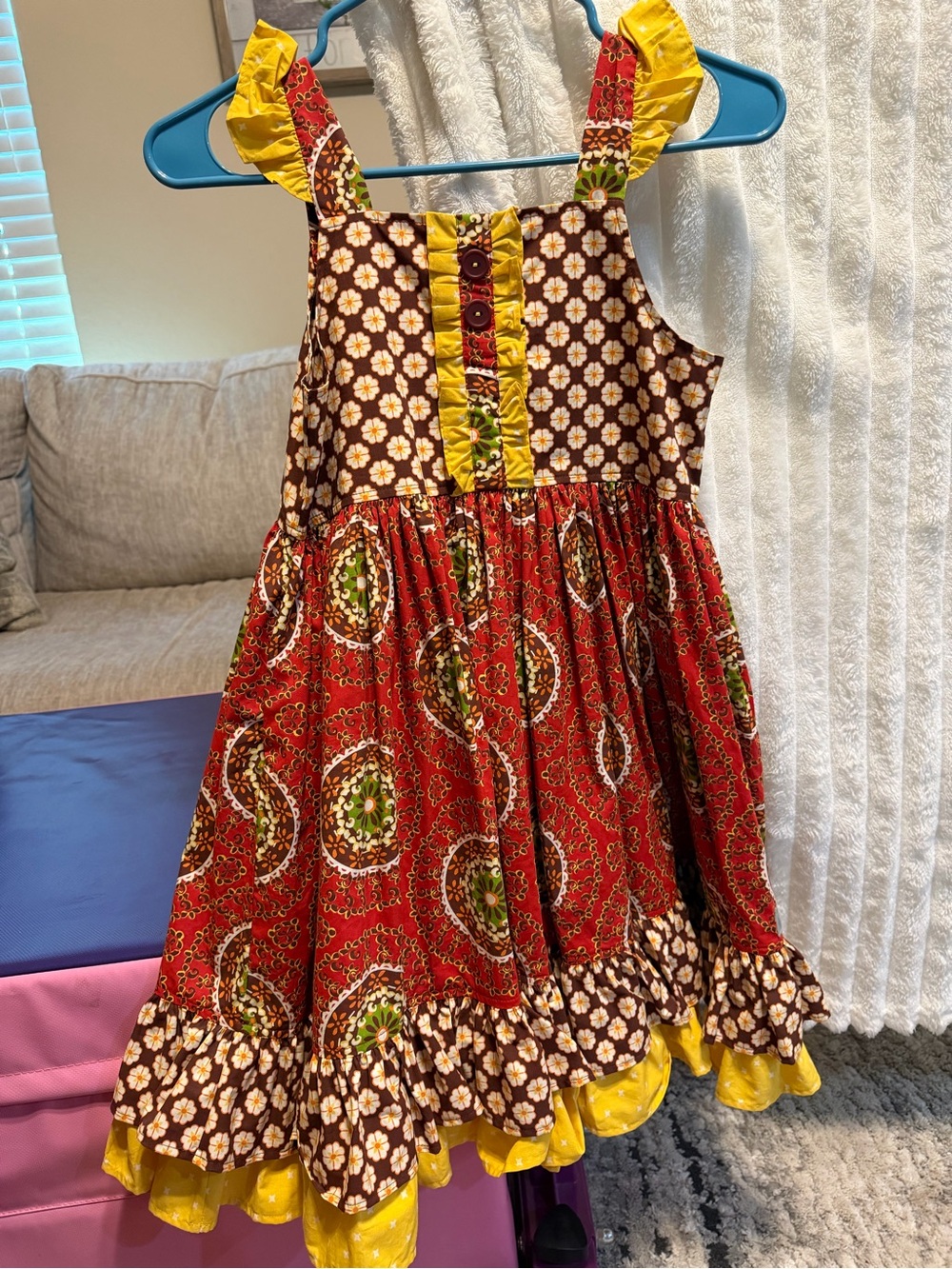 Eleanor Rose Red, Yellow & Brown Floral Patchwork Sundress